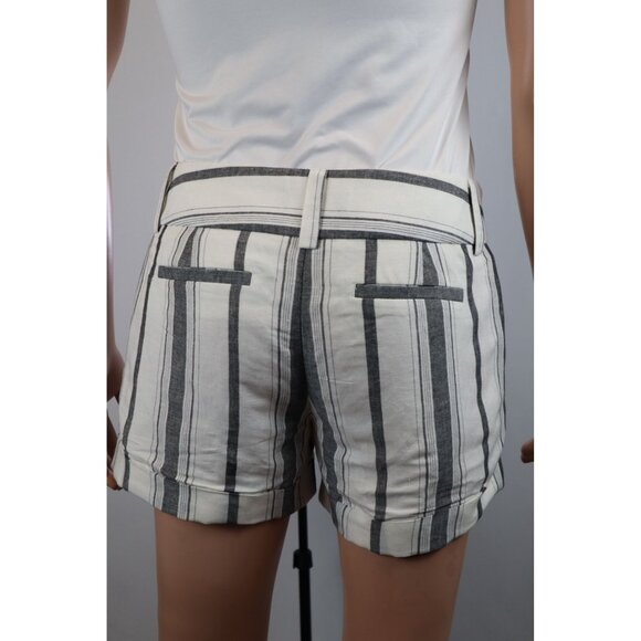 Express Women's Striped Linen-Blend Shorts‎ Size 6 White & Gray - Picture 3 of 11